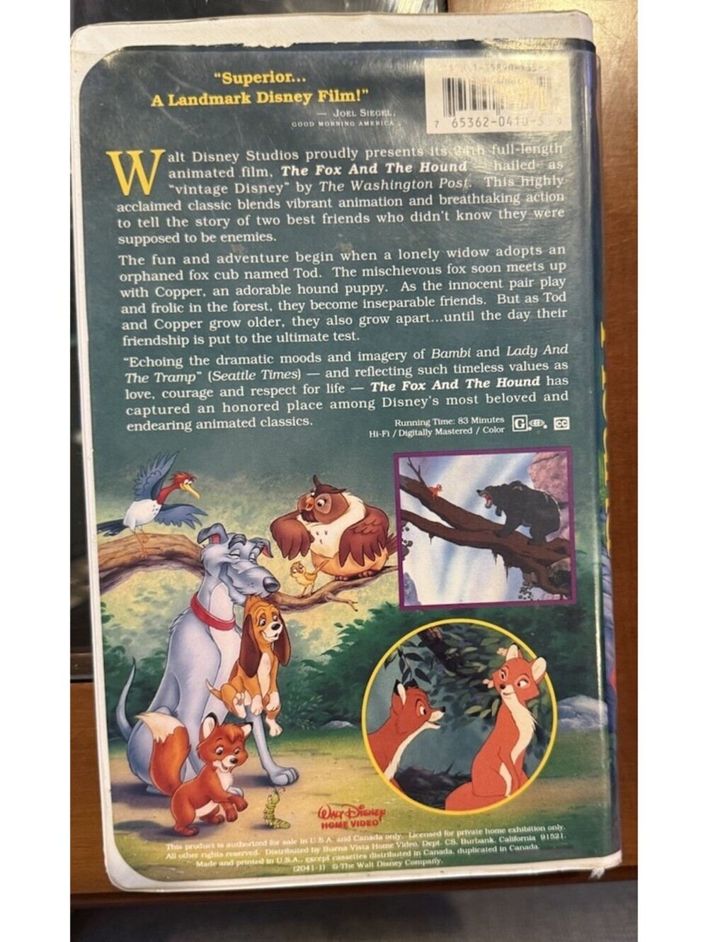 Walt Disney Home Video Classic The Fox and the Hound VHS NTSC 1981 G English - Picture 2 of 2